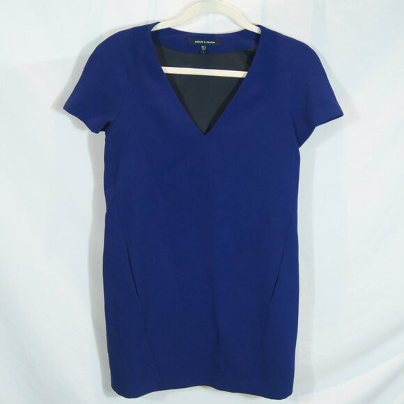 Judith & Charles Women’s Blue V-Neck Short Sleeve Sheath Dress Size Small - Picture 2 of 6